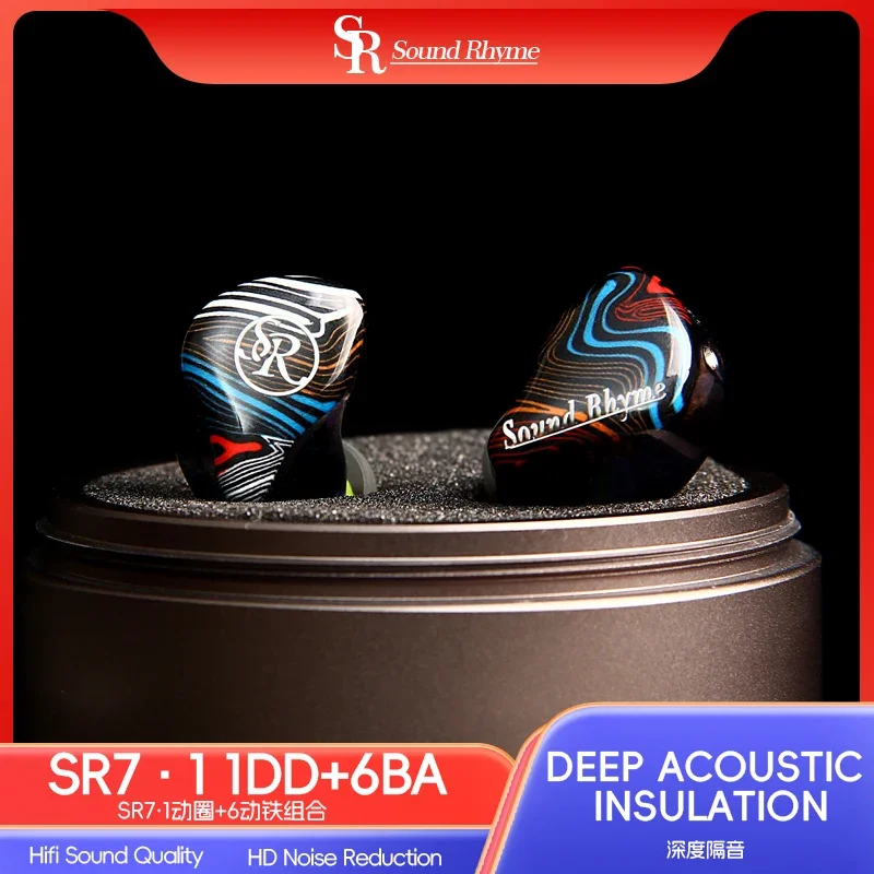 Soundrhyme SR7 1DD+6BA Hybrid HiFi Audiophile In-ear Earphones IEMs Studio Bass Monitor Earphones Earbuds - Image 2