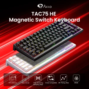 AKKO TAC75 HE Magnetic Switch Keyboard 75% Gaming Keyboards Rapid Trigger 0.005mm 8K RGB Wired Esports Custom Keyboard for Gamer