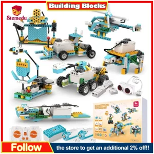 STEM Educational Building Block Set Programmable Robot Kit High-Tech Brick Steam Puzzle Assembly for Kids Early Science Learning