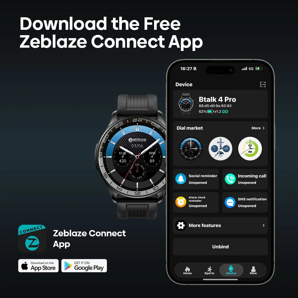 New Zeblaze Btalk 4 Pro Voice Calling Smart Watch 1.43''AMOLED Display Screen Heart Rate Fitness & Wellness Smartwatch For Men - Image 10