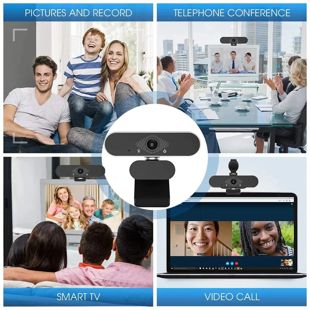 PEGATAH Webcam USB Cameras with Rotatable 360° Built-in Dual Mics Smart Full HD Webcam for PC Laptops Multi Functional Bracket - Image 6