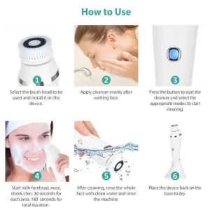 M04K Waterproof Face Massager 4 In1 Electric Facial Cleansing Brush Device For Deep Cleaning Removal Of Blackhead Pore