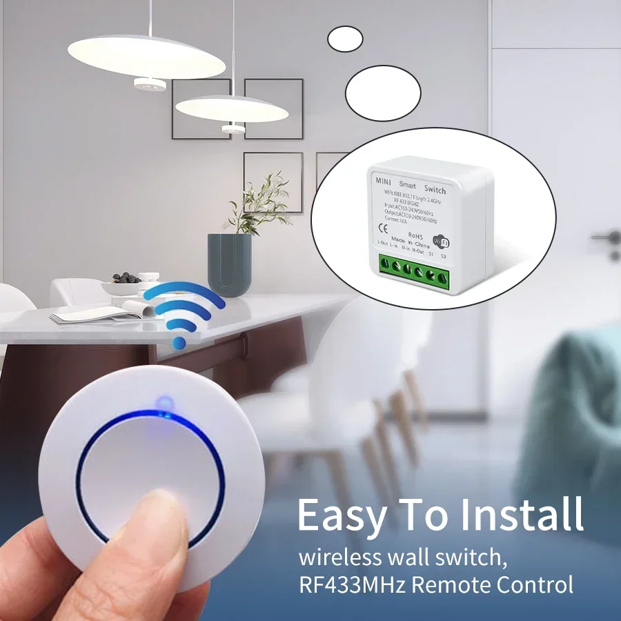 Tuya WiFi Smart Switch 16A RF433 Remote Control Relay Receiver Module Light Switch Voice Control Alexa Google Home Timing - Image 4
