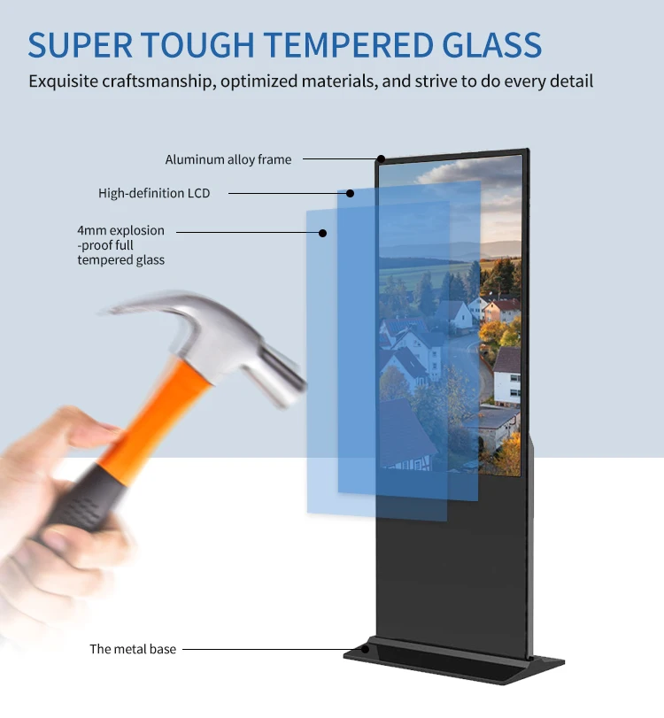 49 50 55 65 Inches HD LCD Digital Signage Advertising Touch Screen Market Gate Guide Android Media Player - Image 6