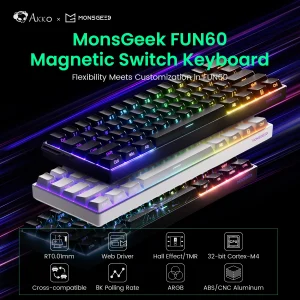 Akko MonsGeek FUN60 Mechanical Keyboard Magnetic Switch 60% Gaming Keyboards Rapid Trigger 0.01mm 8K ARGB HE/TMR Custom Keyboard