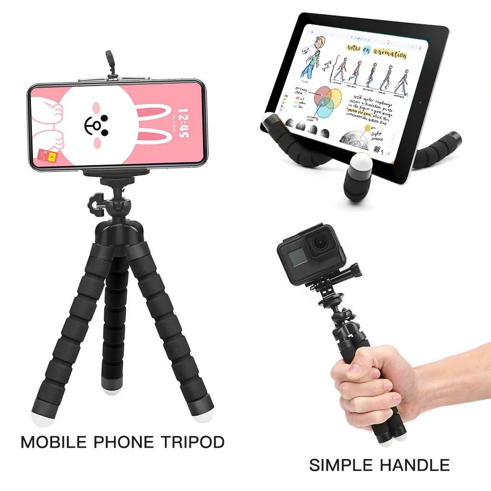 Flexible Octopus Phone Tripod Bendable Cellphone Stand Universal Mobilephone Holder 360 Degree Rotatable Ball Head Camera Mount