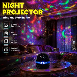 LED Starry Galaxy Projector Light RGB Smart Remote Control Star Aurora Lamp KTV USB Powered Auto Rotating for Home Bedroom Decor