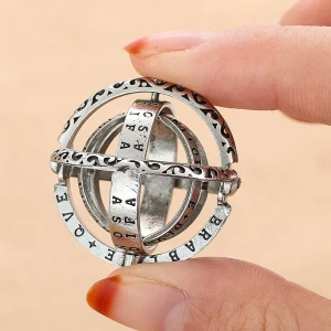 Fashion Astronomical Ball Pendant Necklace Rotate Sphere Cosmic Planet Choker Ring Science Souvenir Jewelry Gift for Women Men