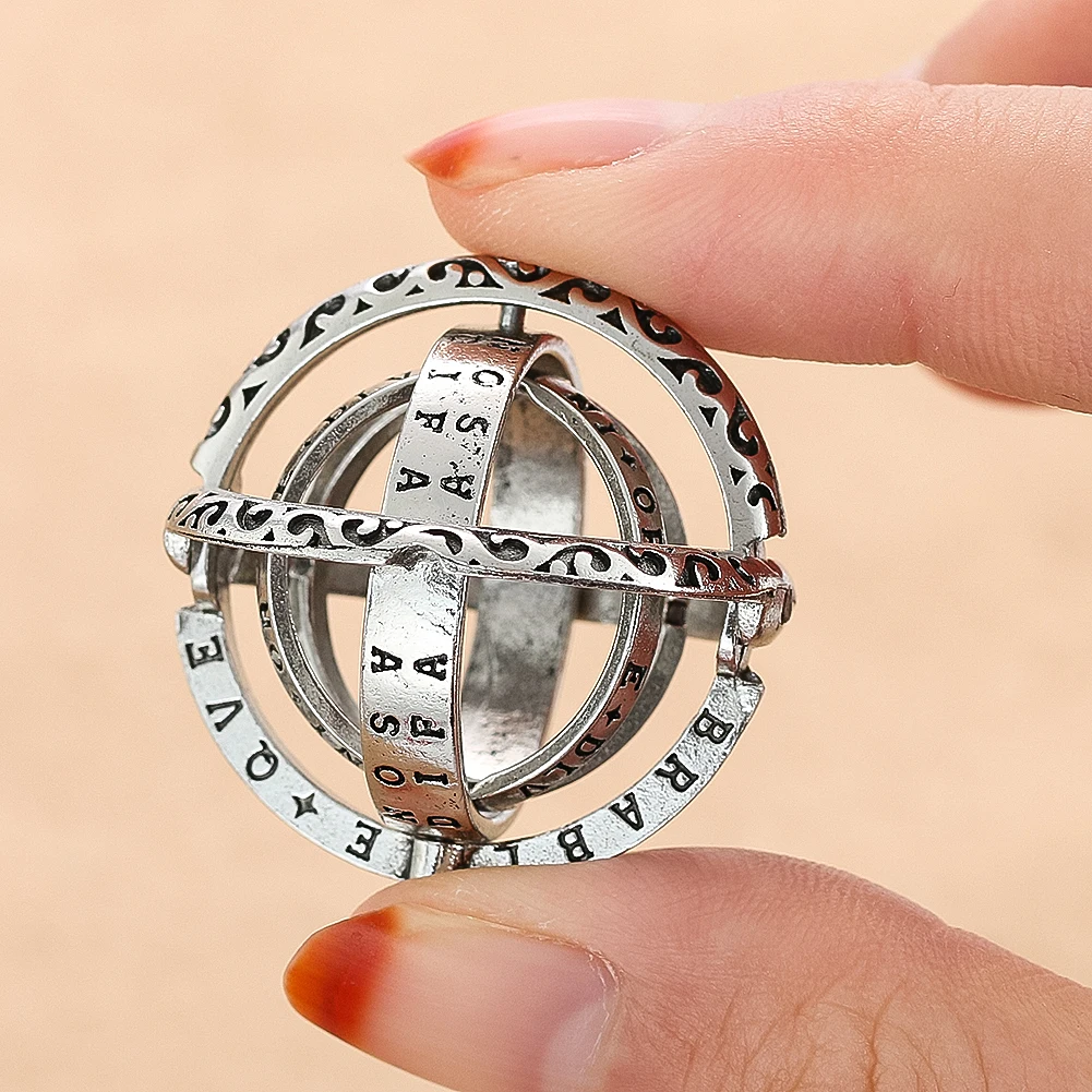Fashion Astronomical Ball Pendant Necklace Rotate Sphere Cosmic Planet Choker Ring Science Souvenir Jewelry Gift for Women Men