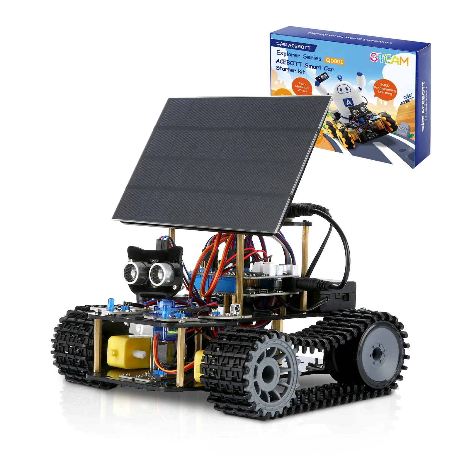 ACEBOTT ESP32 Smart Solar Robot 4WD Car for Arduino Electronics Programming Project STEM Educational Science Coding Kit