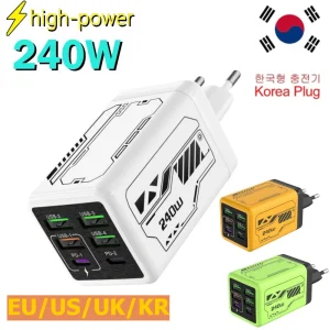 240W GaN USB Mobile Phone Charger Type C Fast Charging Charger Wall Adapter for iPhone Xiaomi Huawei EU/US/UK/KR Plug Cell Phone