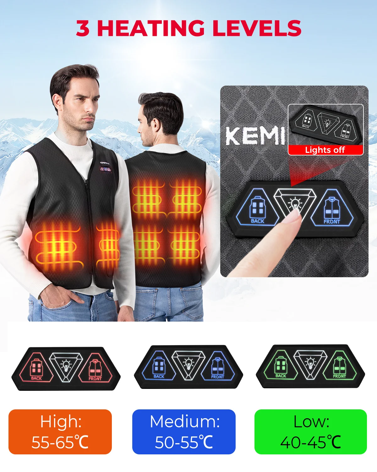 KEMIMOTO Heated Vest Heating Vest Men Women Keep Warm USB Electric For Winter Outdoor Motorcycle Riding Sport Skiing Fishing - Image 2