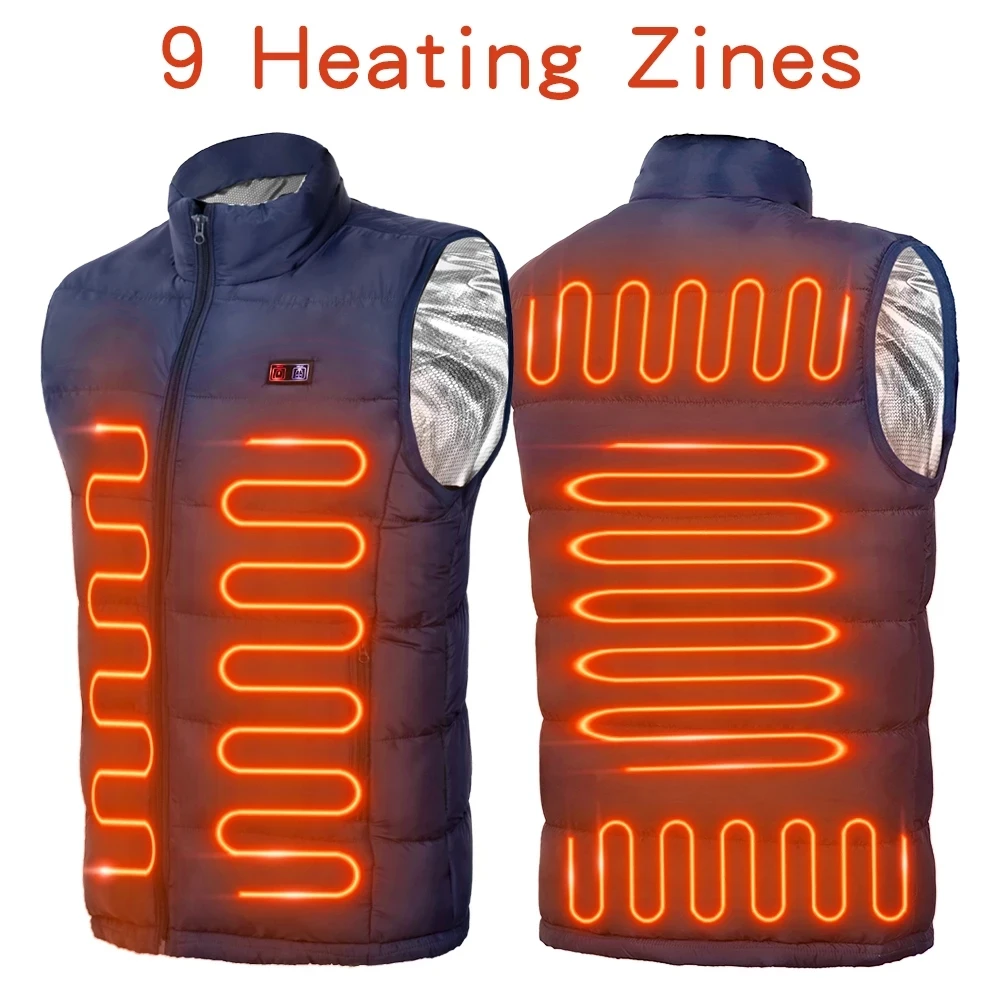 9 Heated Vest Zones Electric Heated Jackets Men Women Sportswear Heated Coat Graphene Heat Coat USB Heating Jacket For Camping - Image 3