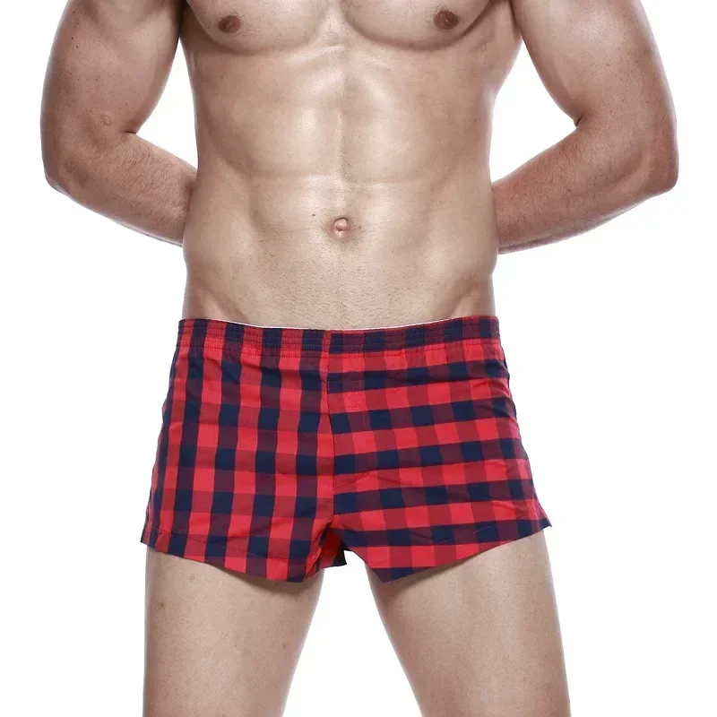 Casual Plaid Men Aro Shorts Woven Home Loungewear Loose Sleep Pants For Indoor Sports Relax - Image 5