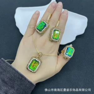 DIY accessories New product imitation Opal three-piece French light luxury fashion small set color retention electroplating aest