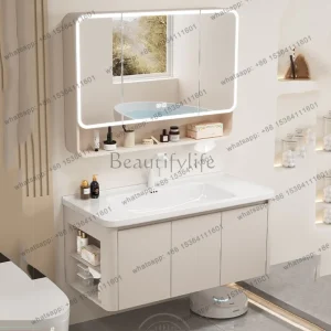 Decorations Skincare Bathroom Cabinet Storage Shelves Organizer Buffet Cupboard Wooden Luxury White Vestidores Hotel Furniture