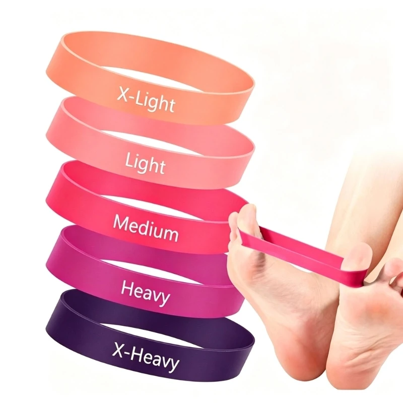 Foot Stretch Set of 5 Elastic Resistance Band for Daily Toe Exercise Travel Practice and Home Stretching Routine 4XBB - Image 6