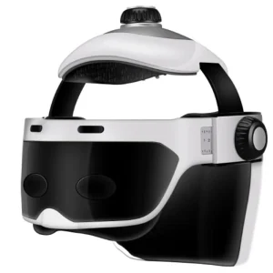 Electric Head Massager Helmet, Air Pressure Eye and Neck Vibration Massager, Far Hot Compress, Wireless LCD Remote, MP3