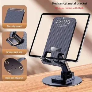 360 Degrees Rotable Metal Bracket Foldable Mobile Phone Holder Adjustable Desktop Tablet Cell Phone Stand For iPad iPhone Xiaomi