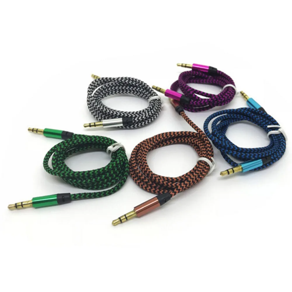 3.5mm Audio Cable Public To Public Copper Wire Core Vehicle Universal Connection Line Colour Colorful Weaving Digital Products - Image 2
