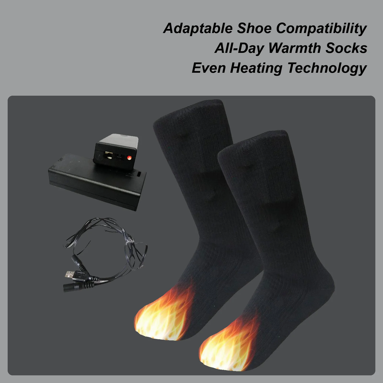 1 Pair Heated Socks Comfortable Washable, Even Heating Warmer For Ski Winter Sports, Snowboarding Outdoor Home Travel