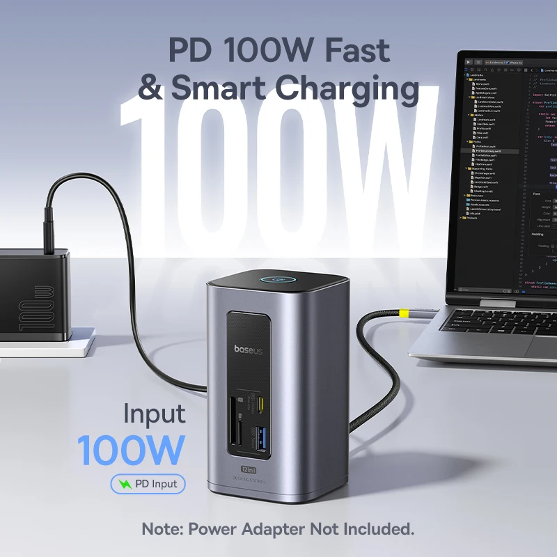Baseus 12-in-1 USB C HUB to HDMI 4K@60Hz Dual Display USB 3.2 Adapter with RJ45 SD TF PD 100W Docking Station for Window Mac Hub - Image 5