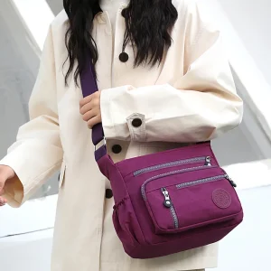 Waterproof Nylon Crossbody Bag, Multiple Pockets & Zipper Closure, Stylish Casual Shoulder Bag for Travel, Everyday Use Bolsa 가방