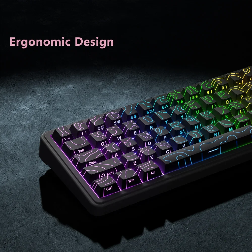 New Topographic Keycaps 4.0 Version Shine Through 98 Key PBT Cherry Profile Side Print Backlit for MX Gamer Mechanical Keyboard - Image 2