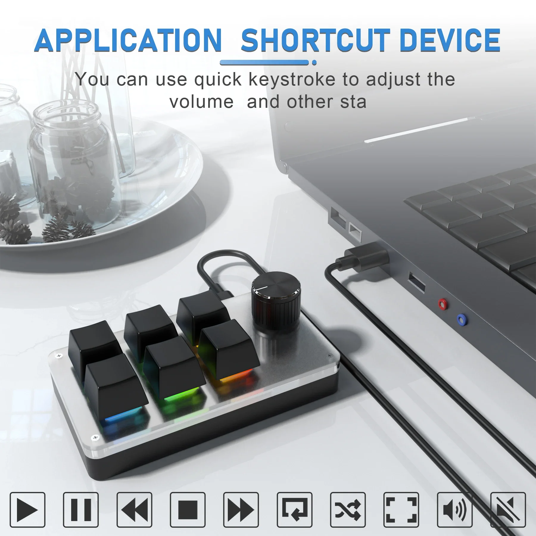 6 Keys 1 Mini Knob RGB Keyboard for Photoshop USB Mechanical Keyboard Gamer Macro Custom Keyboard Gaming Custom Programming Knob - Image 5