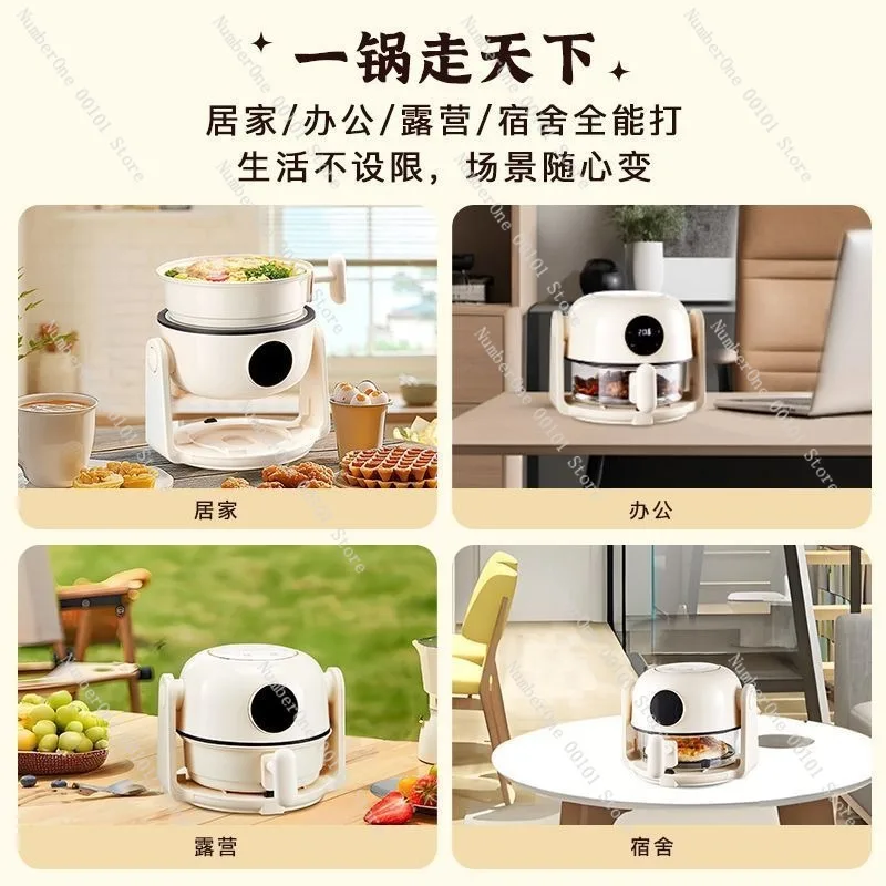 Compact Flip Top Air Fryer Dual Basket 2 In 1 Small Folding Oil Free Cooker Mini Countertop Oven for 1 Person Student Rental - Image 5