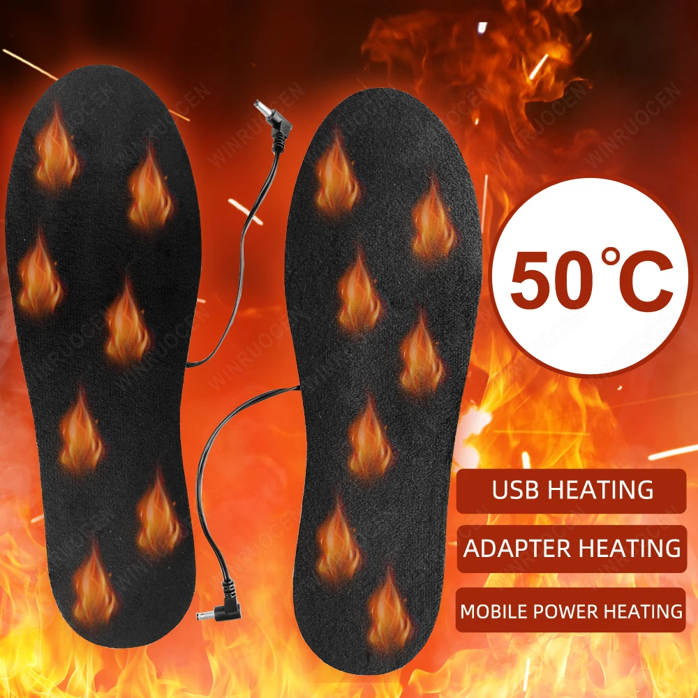 Sports Heating Insole Winter Warm Feet USB Unisex Shoe Insoles Electric Foot Warming Sock Pad Mat Thermal