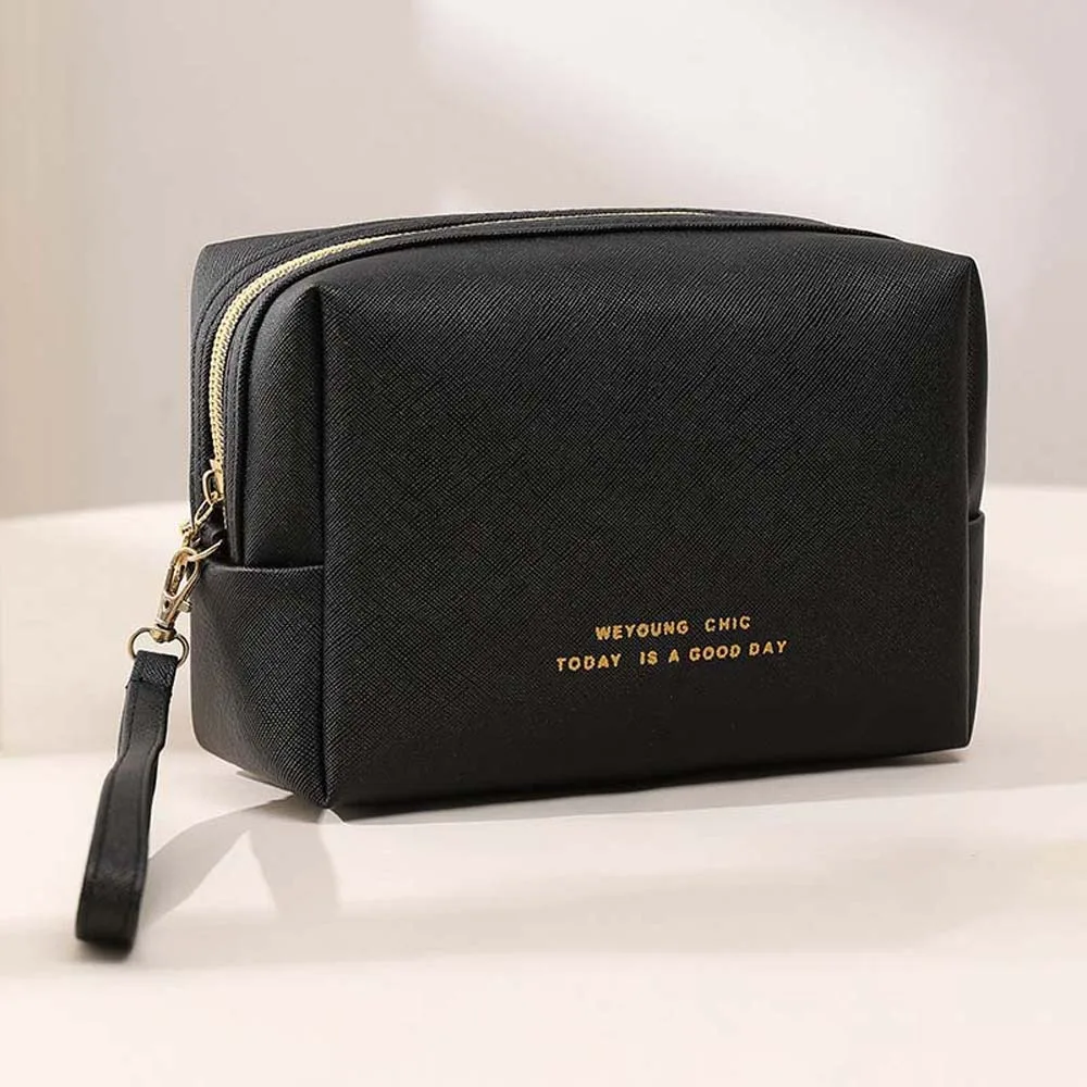 Wallet PU Makeup Bag Large Capacity Toiletry Organizer Wash Bag Octagonal Anti-splash Water Skincare Storage Pouch Daily