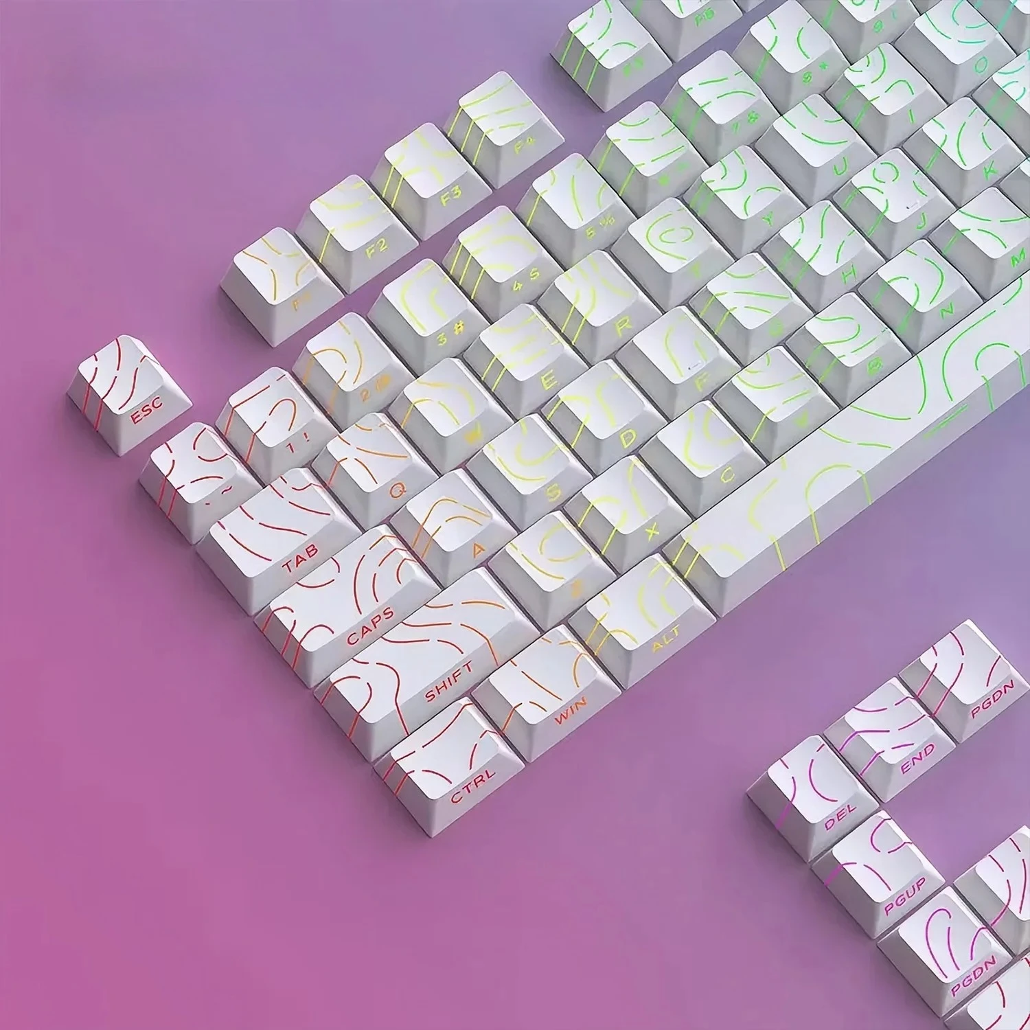 New Topographic Keycaps 4.0 Version Shine Through 98 Key PBT Cherry Profile Side Print Backlit for MX Gamer Mechanical Keyboard - Image 6