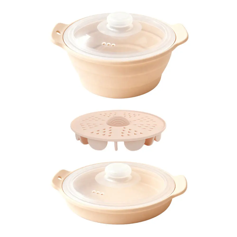 Foldable Food Grade Silicone Steamer Bowl Durable Kitchen Soup Cooker Multi Use Microwave Oven Air Fryer Safe Camping Pot - Image 2