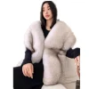 Women's Real Fox Fur Shawl Vest Fluffy Warm Wrap Soft Wedding Party Clothing Ladies Fashion Accessory