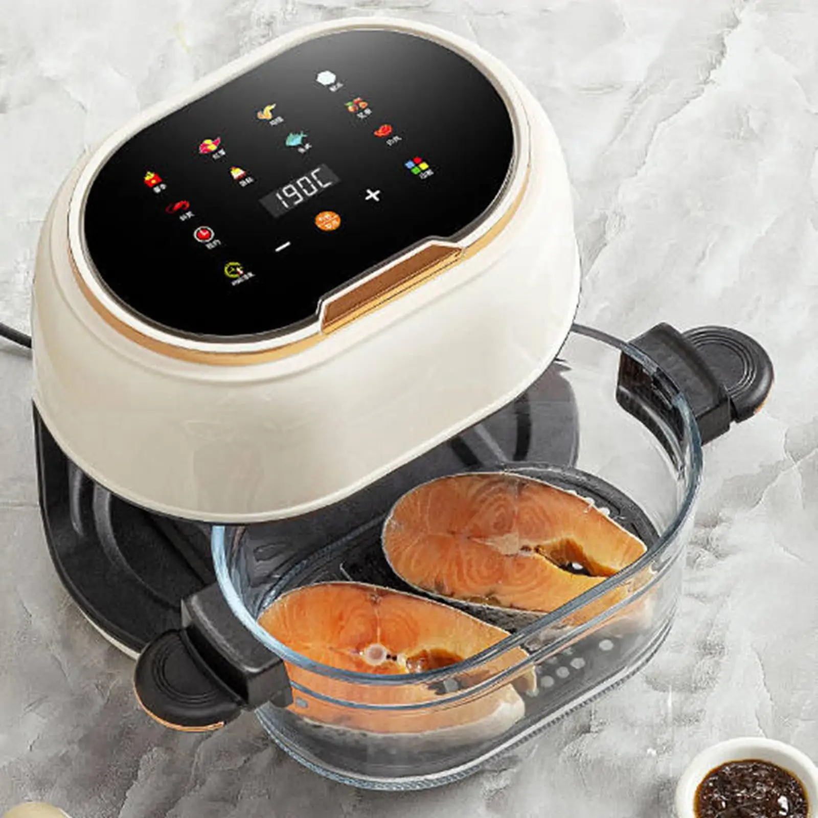 Compact Electric Glass Fryer 4L Non-fat Digital Air Fryer with Long Tray for Home Fries Desserts and Chicken - Image 5
