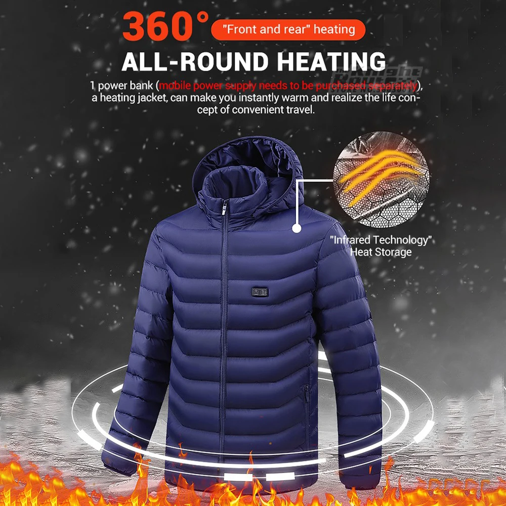40 Areas Heated Jacket Winter Men's Women's Motorcycle Jacket USB Electric Heating Jacket Heated Vest Moto Thermal Clothing Coat - Image 3