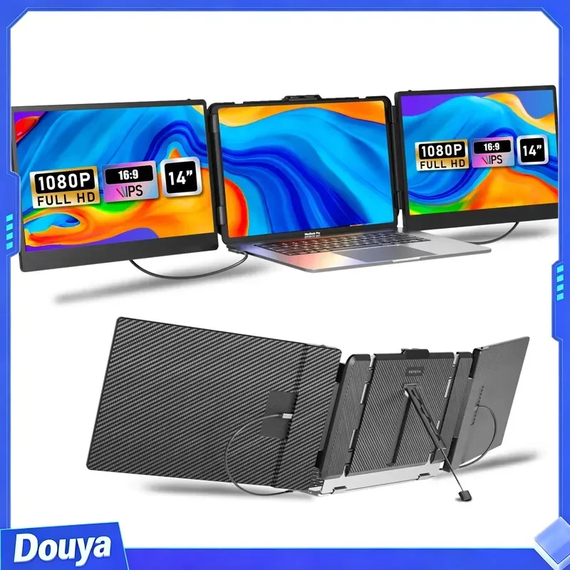 S2 Trendy Electronic Gadgets 2024 Triple Laptop Screen Extender Dual 14inch 1080P HD Portable Monitors for Gaming Coding - Image 2