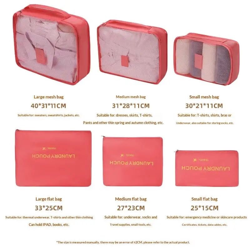 6Pcs Clothes Luggage Travel Blanket Shoes Organizers Bag Suitcase Pouch Packing Cubes Travel Bag Organizer - Image 5