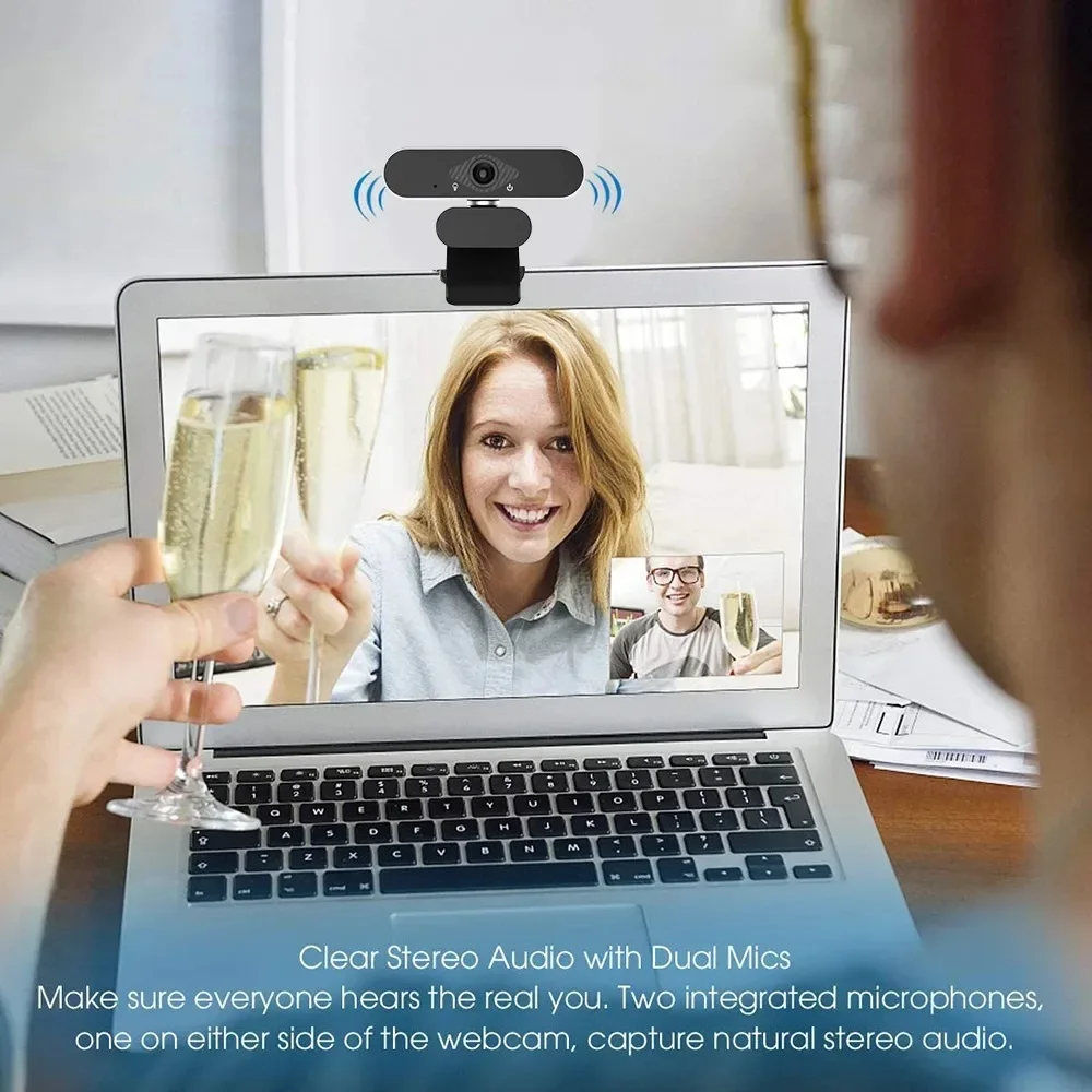PEGATAH Webcam USB Cameras with Rotatable 360° Built-in Dual Mics Smart Full HD Webcam for PC Laptops Multi Functional Bracket - Image 5