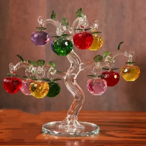 Crystal Colored Apple Tree Ornament modern exquisite handicraft Creative Decorative Home Office Desktop Display Gift