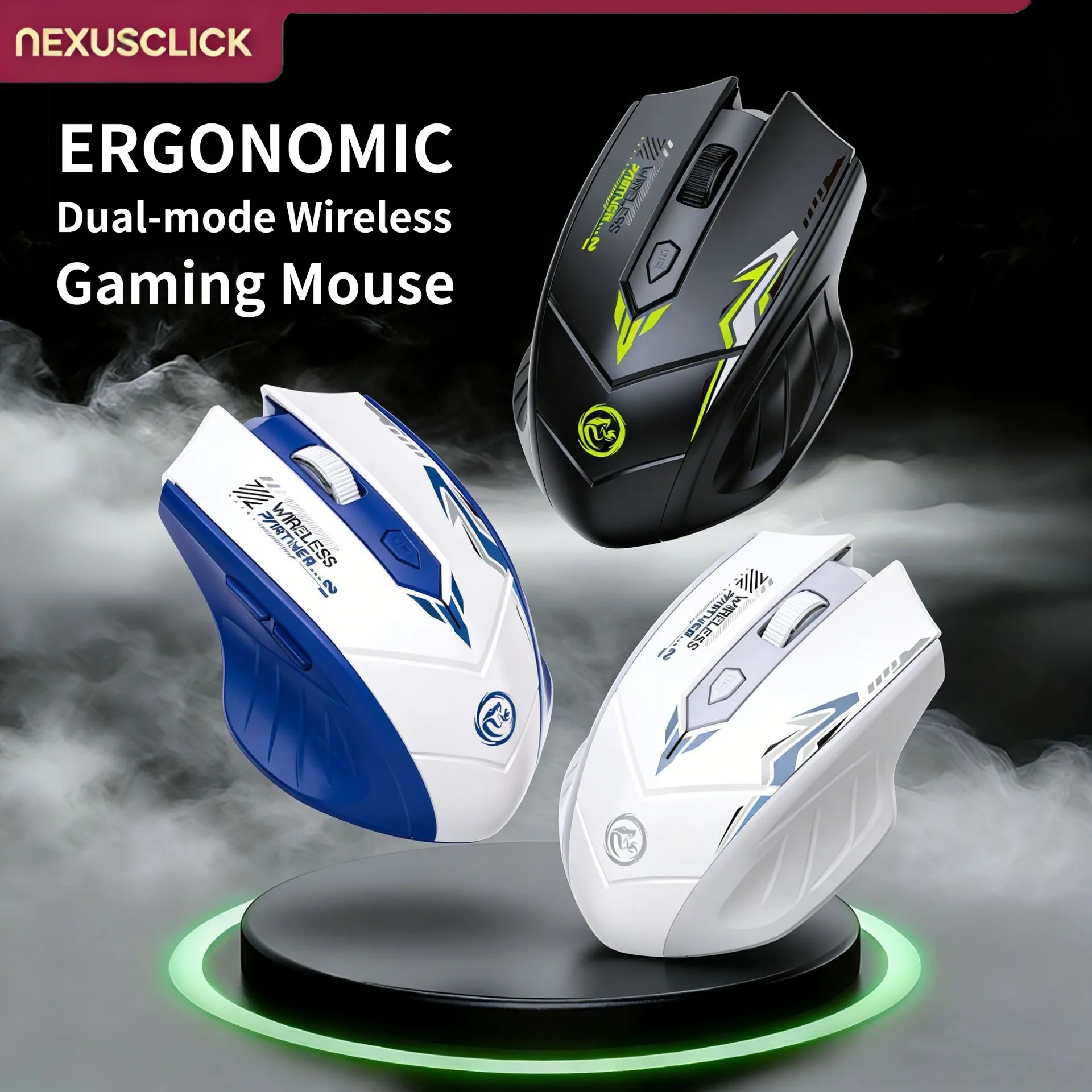 NexusClick Rechargeable Silent Wireless Mouse Bluetooth 5.4 & 2.4G,6 Keys Ergonomic Hand Rest Gaming Office Mice for PC Notebook - Image 2