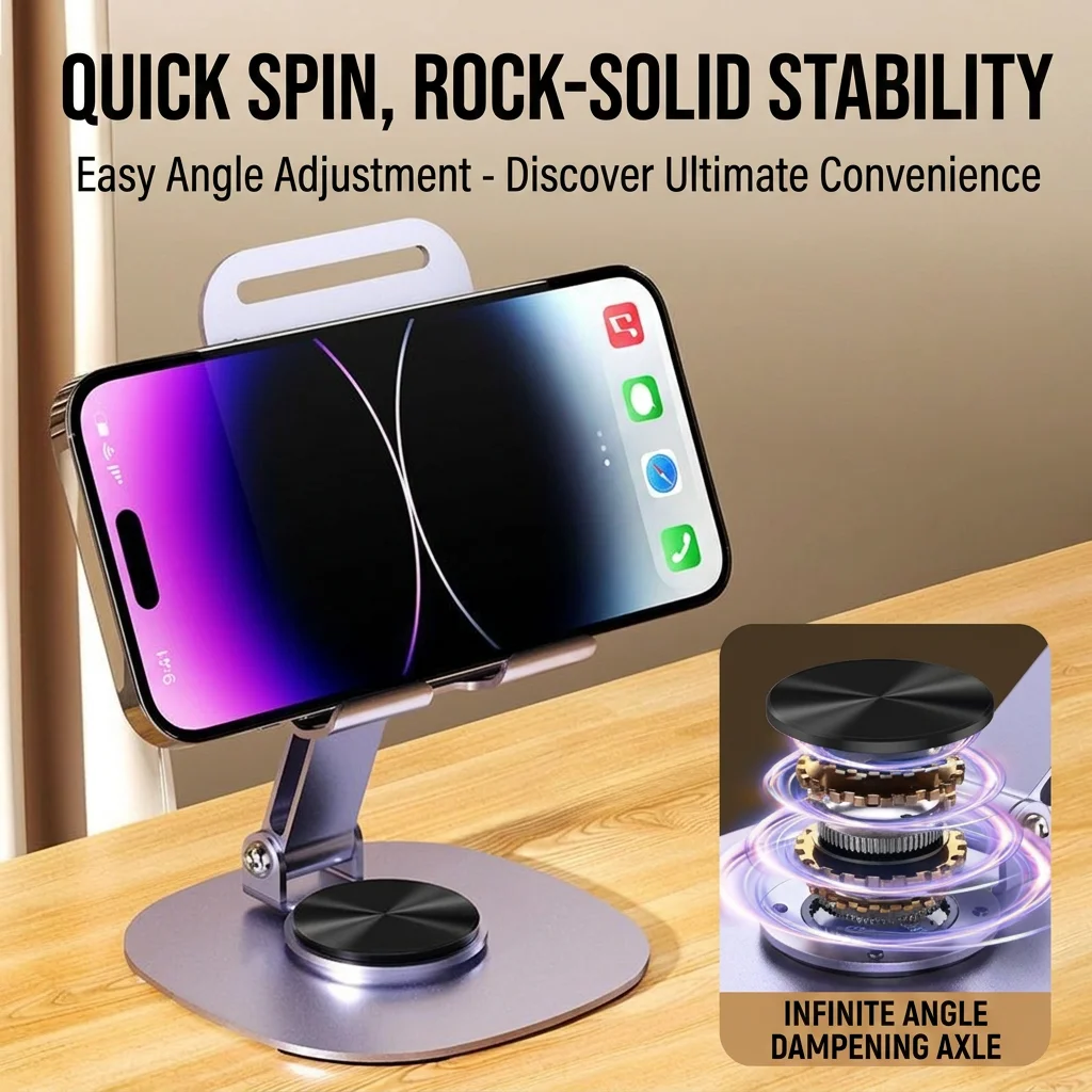 Adjustable Tablet Stand Stable Metal Phone Stand Desktop Phone Holder Premium Rotating Phone Stand For Study Content Creation