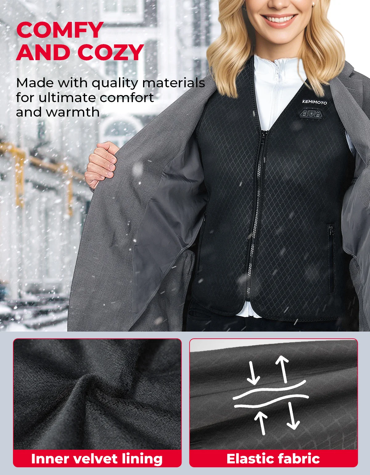 KEMIMOTO Heated Vest Heating Vest Men Women Keep Warm USB Electric For Winter Outdoor Motorcycle Riding Sport Skiing Fishing - Image 3