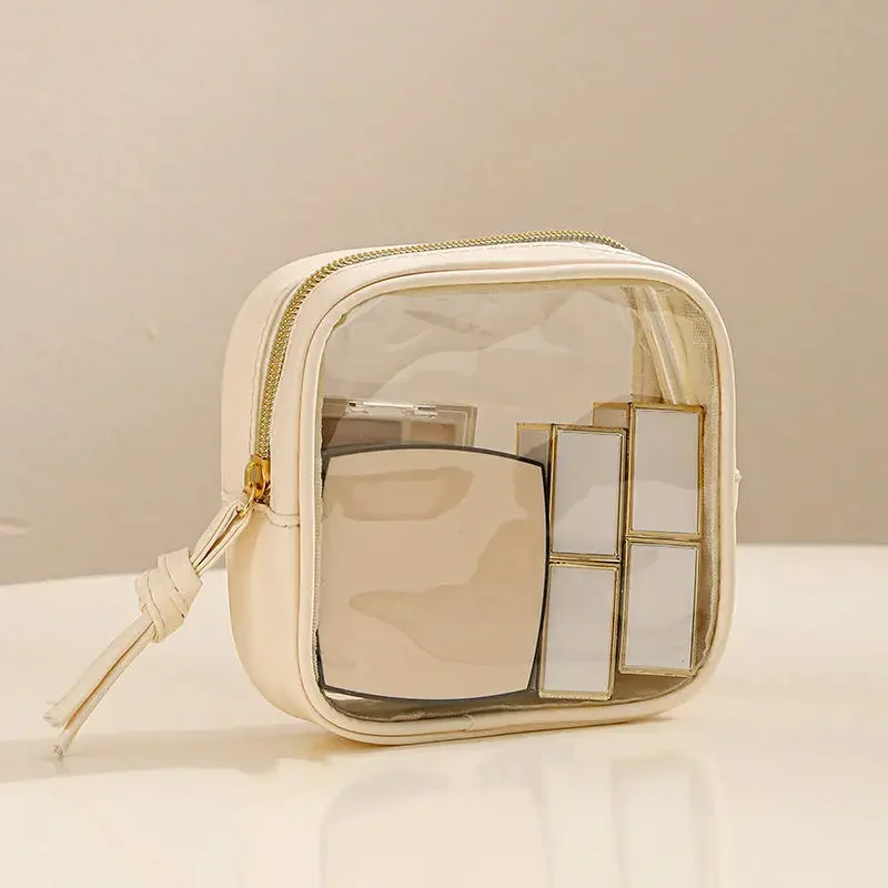 3PCS/SET Wear Resistant PVC Transparent Wash Bag Large Capacity Thick Handbag 4Pcs Skincare Organizer Travel Hand Cosmetic Bag - Image 3