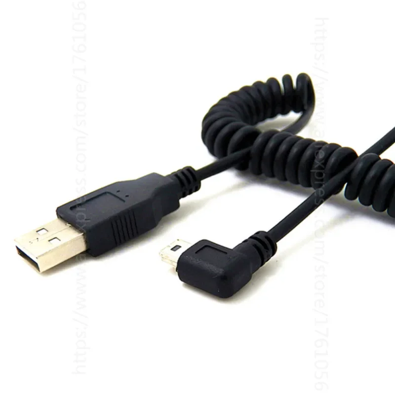 USB 2.0 Male To Mini USB Right Angled 90 Degree Flexible Spring Retractable Charging Data Cable for Car Navigation GPS MP3/MP4 - Image 5
