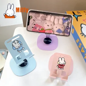 Kawaii Miffy Phone Holder Cute Rabbit Tablet Stand Folding Metal Adjustable Desktop Office Study Gift
