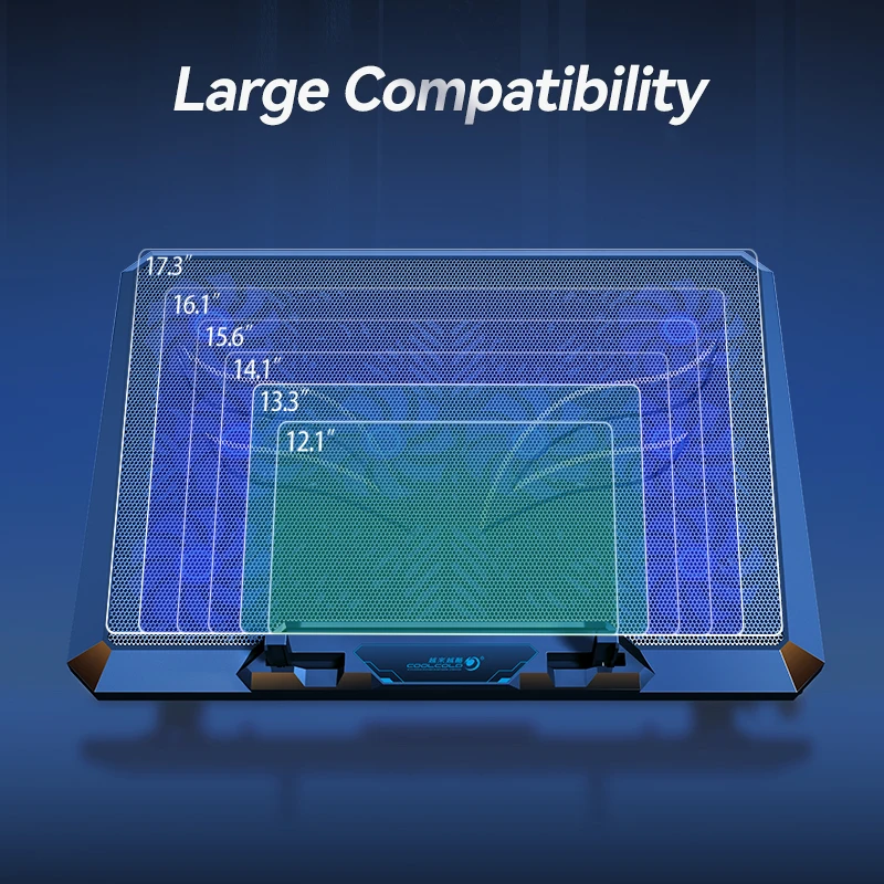 COOLCOLD Laptop Cooling Pad with 12 Quiet Fans,12-17.3 Inch Gaming Laptop Cooler Stand with Two USB Ports & Phone Holder - Image 5