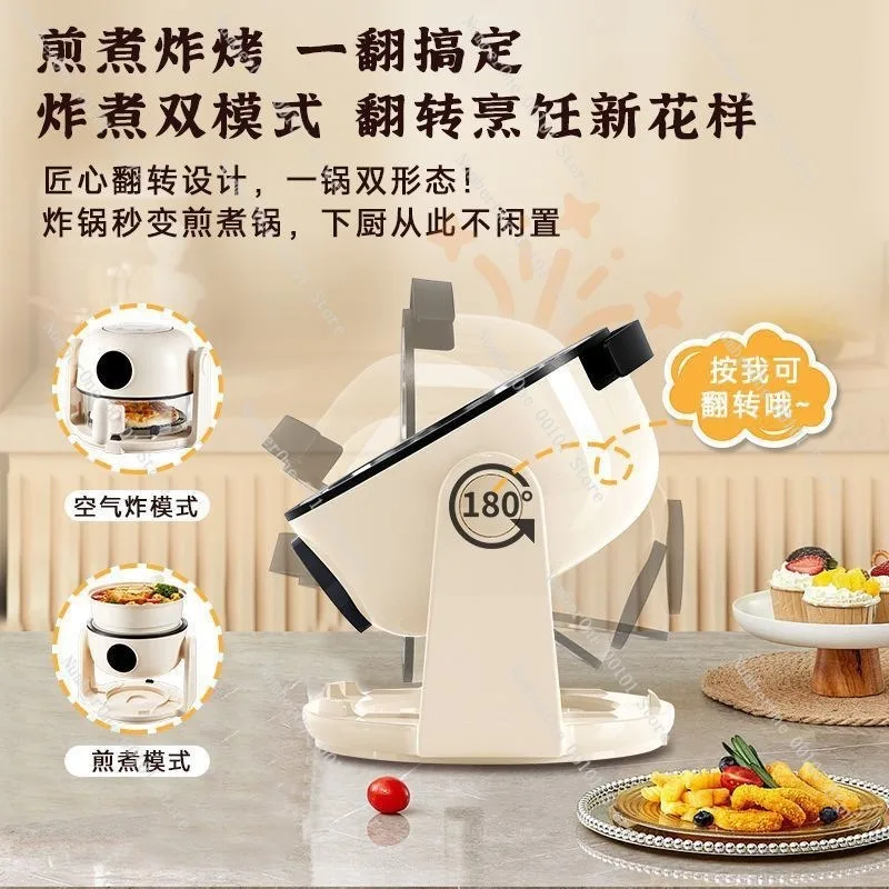 Compact Flip Top Air Fryer Dual Basket 2 In 1 Small Folding Oil Free Cooker Mini Countertop Oven for 1 Person Student Rental - Image 3