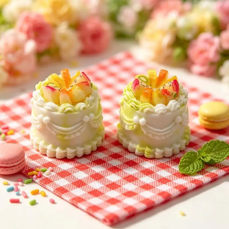 Dollhouse Miniature Fruit Birthday Cake Lovely Tiny Fake Cake for DIY Jewelry Craft Scrapbooking Dollhouse Decor Hobby Gift - Image 4